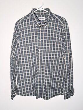 Barbour Navy and White Plaid Button-Down Shirt